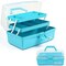 12'' Three-Layer Multipurpose Storage Box Organizer Folding Tool Box/Art & Crafts Case/Sewing Supplies Organizer/Medicine Box/Family First Aid Box with 2 Trays (Blue)